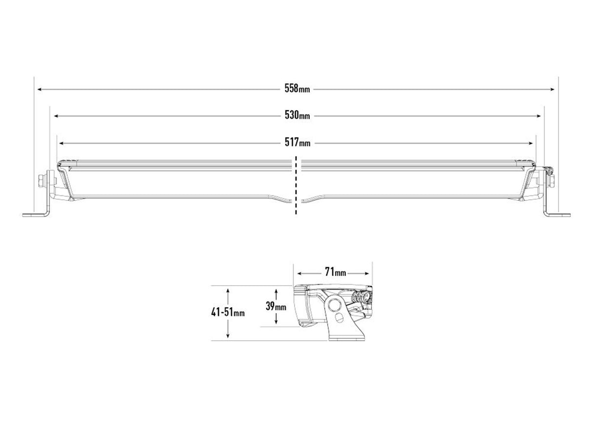 Extraljus Lazer Glide - Kurvad / 52 cm / 120W