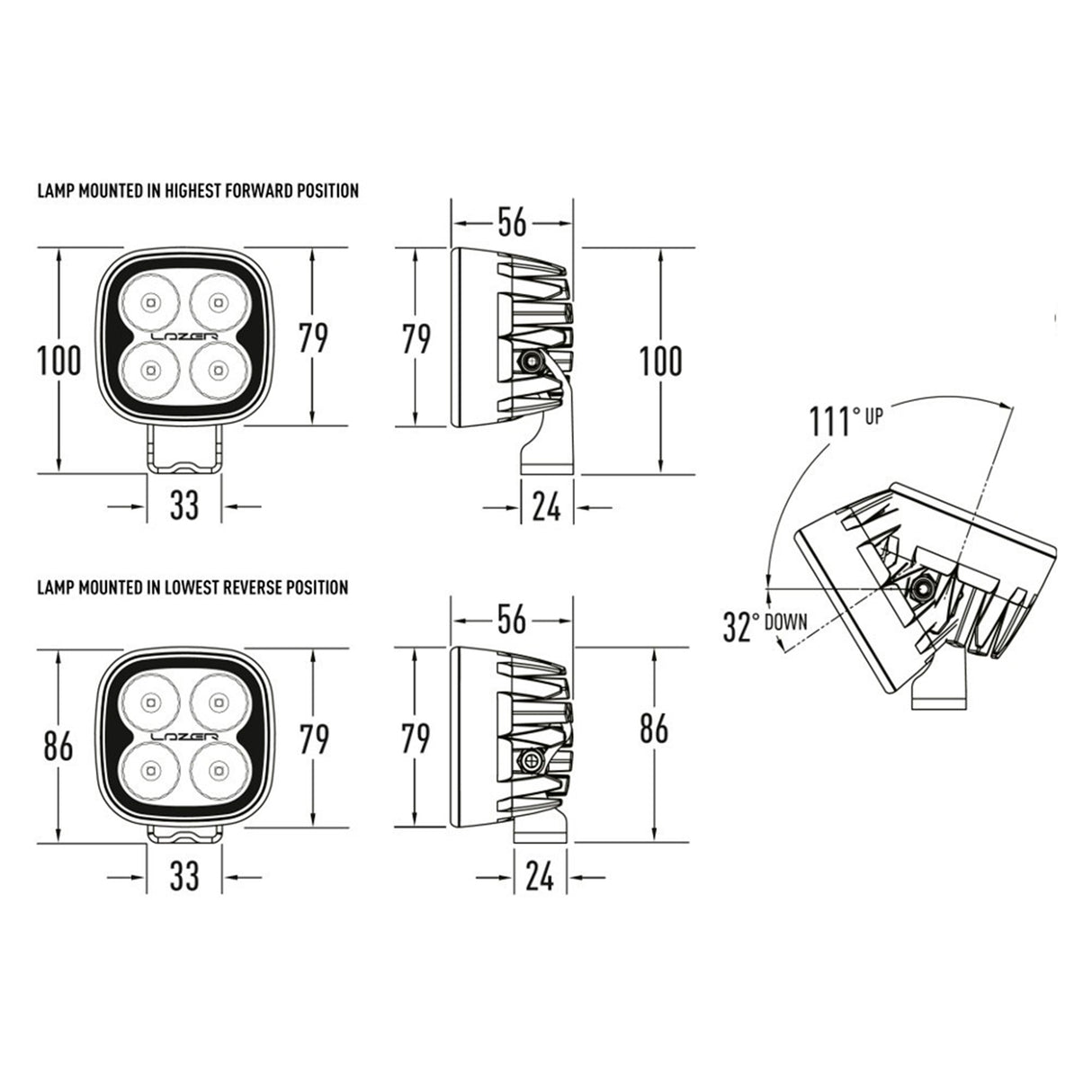Arbetsbelysning Lazer Utility-25 - 8 cm / 25W / Bred