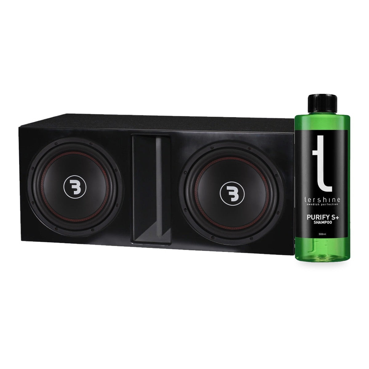 2-pack Bass Habit E300D2 i portad baslåda med Tershine Purify S+