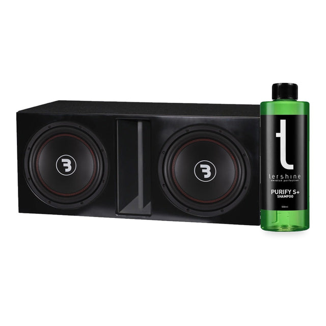 2-pack Bass Habit E300D2 i portad baslåda med Tershine Purify S+
