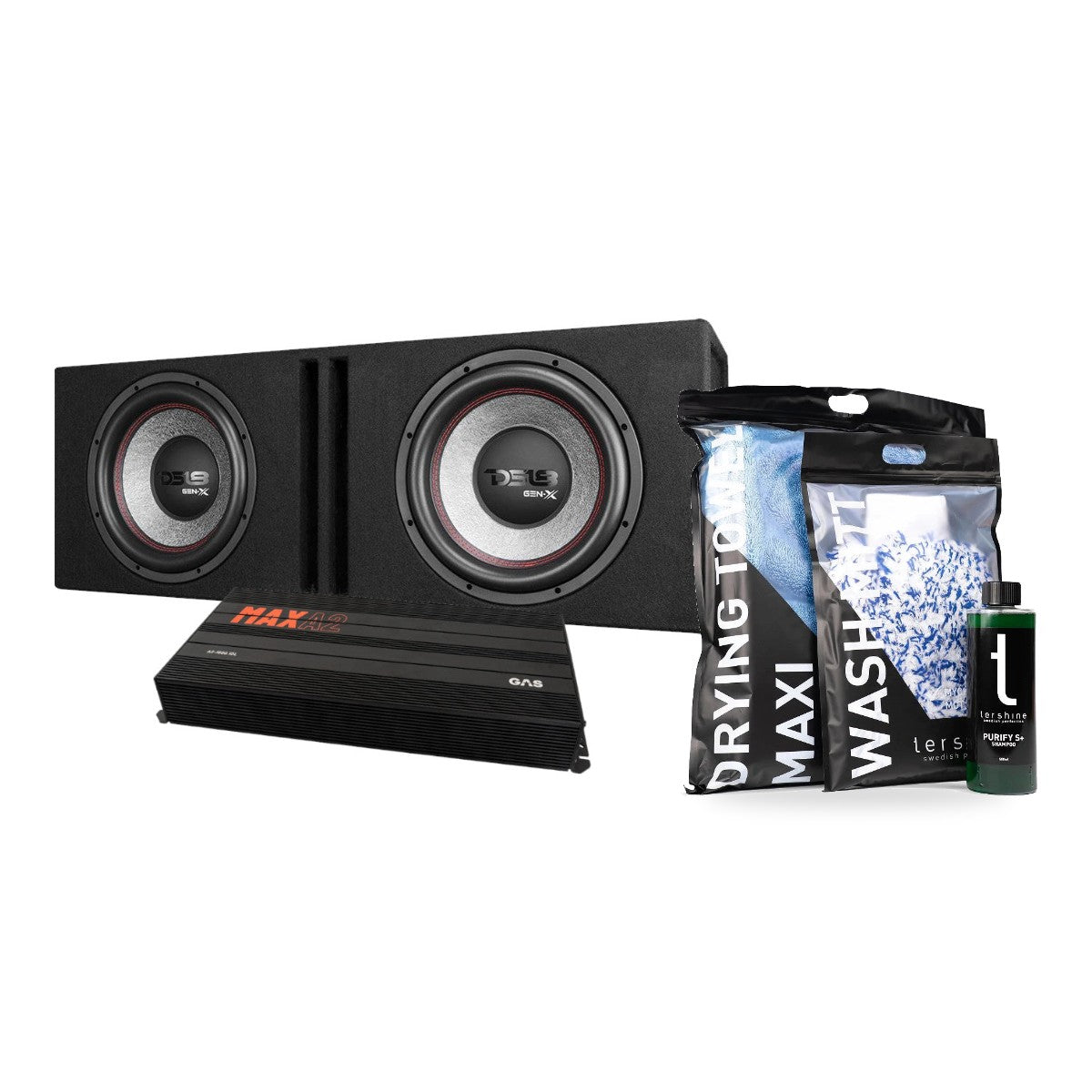 DS18 GEN-X212LD och GAS MAX A2-1500.1DL med Tershine Tvättpaket