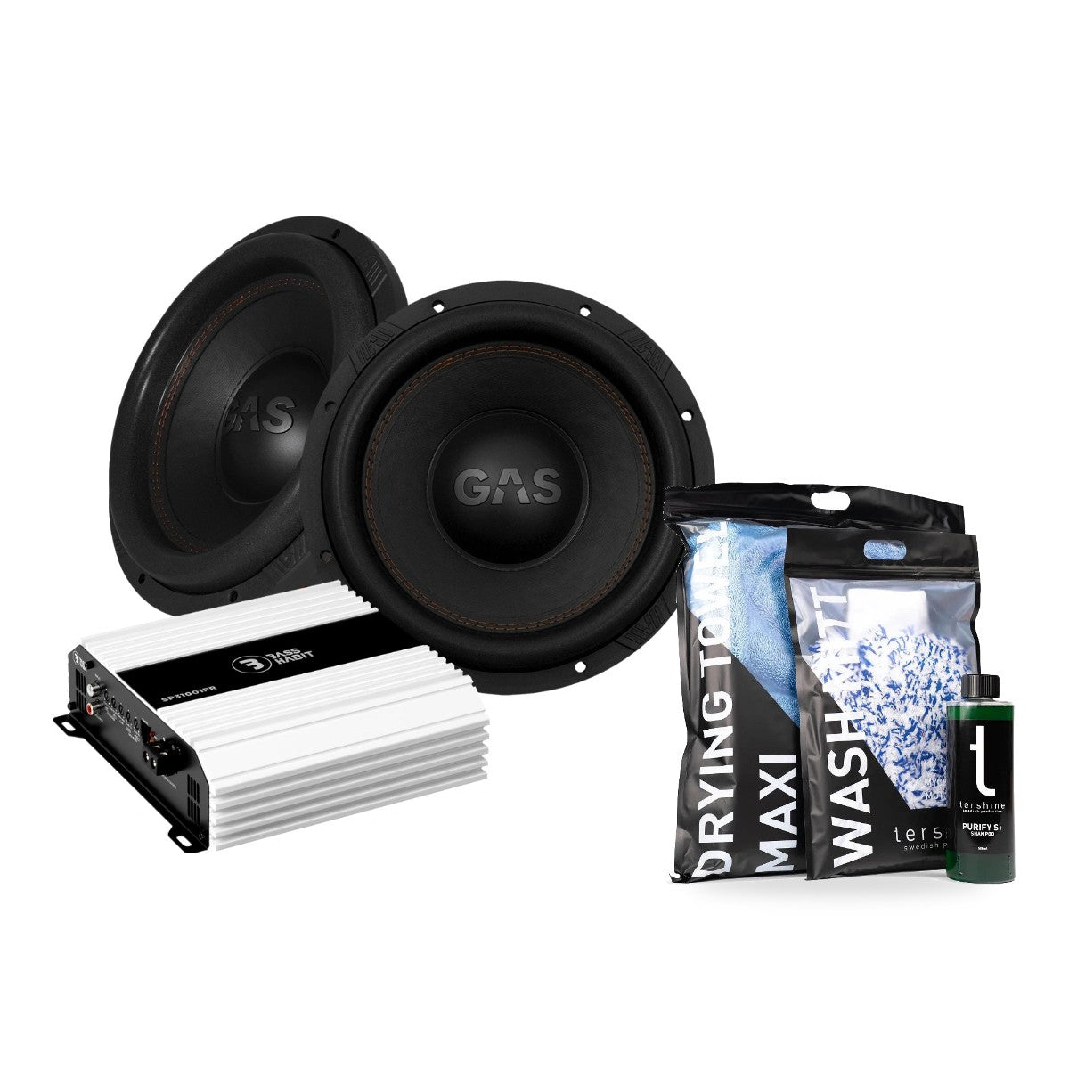 2-pack GAS MAX S1-12D1 med Bass Habit SP31001FR med Tershine Tvättpaket
