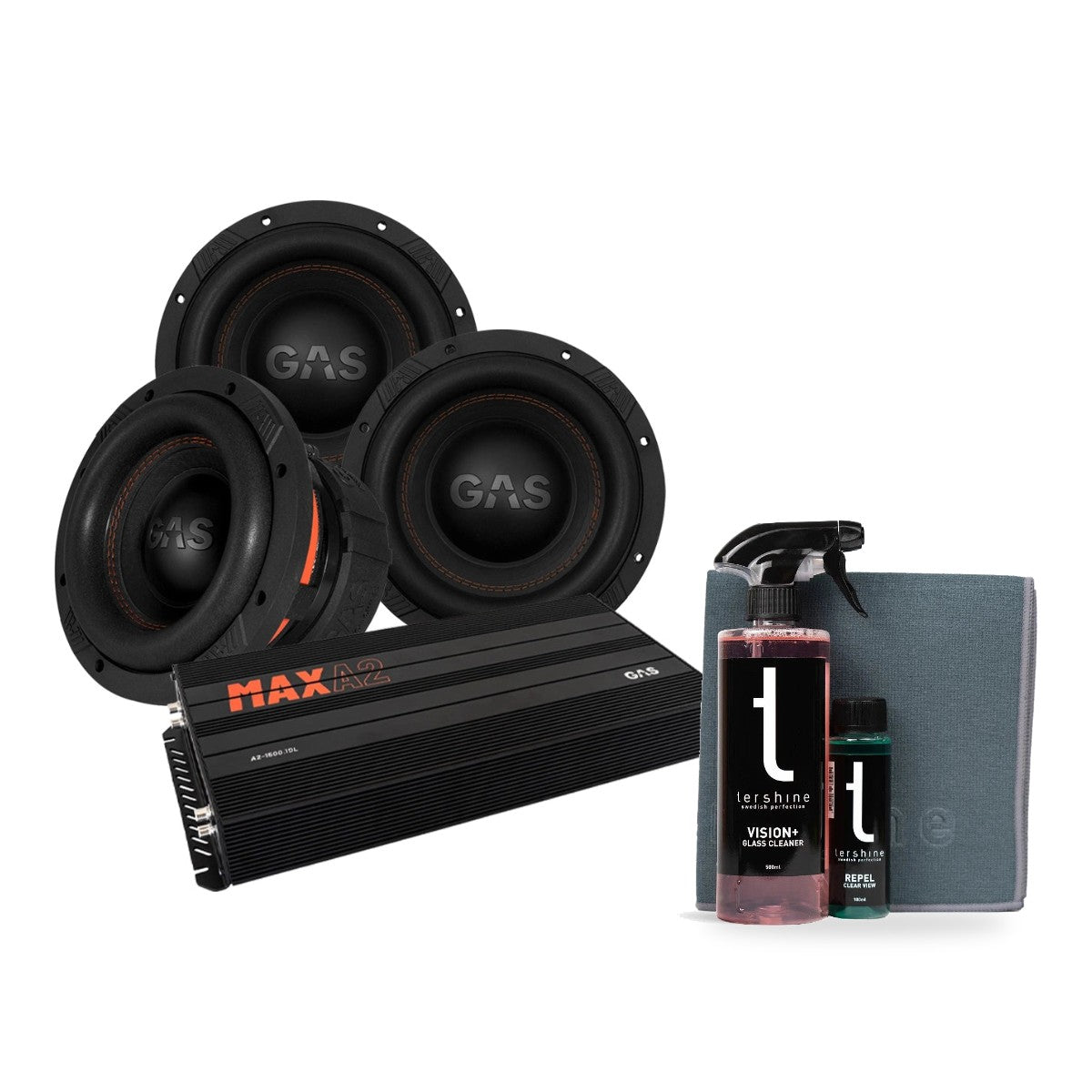 3-pack GAS MAX S1-8D1 & MAX A2-1500.1D med Tershine Glasrengöringspaket