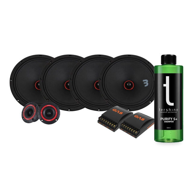 4-pack Bass Habit SE250M och SP25A SPL-paket med Tershine Purify S+
