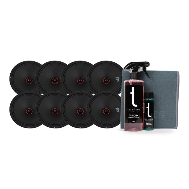 8-pack Bass Habit SPL Elite SE250M 10" midbas med Tershine Glasrengöringspaket