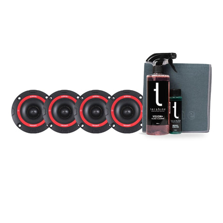 4-pack Bass Habit SPL Play SP25A SPL-diskant med Tershine Glasrengöringspaket