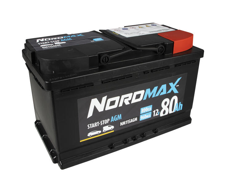Startbatteri Nordmax AGM (Start-stopp) 80Ah 800A